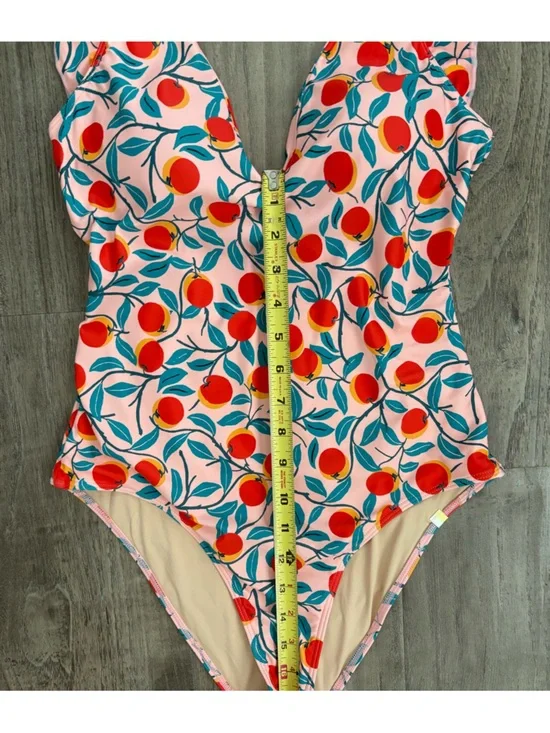 Summersalt x Diane Von Furstenberg Pink Nectarine Ruffle Backflip Swimsuit sz 6 - Picture 6 of 7